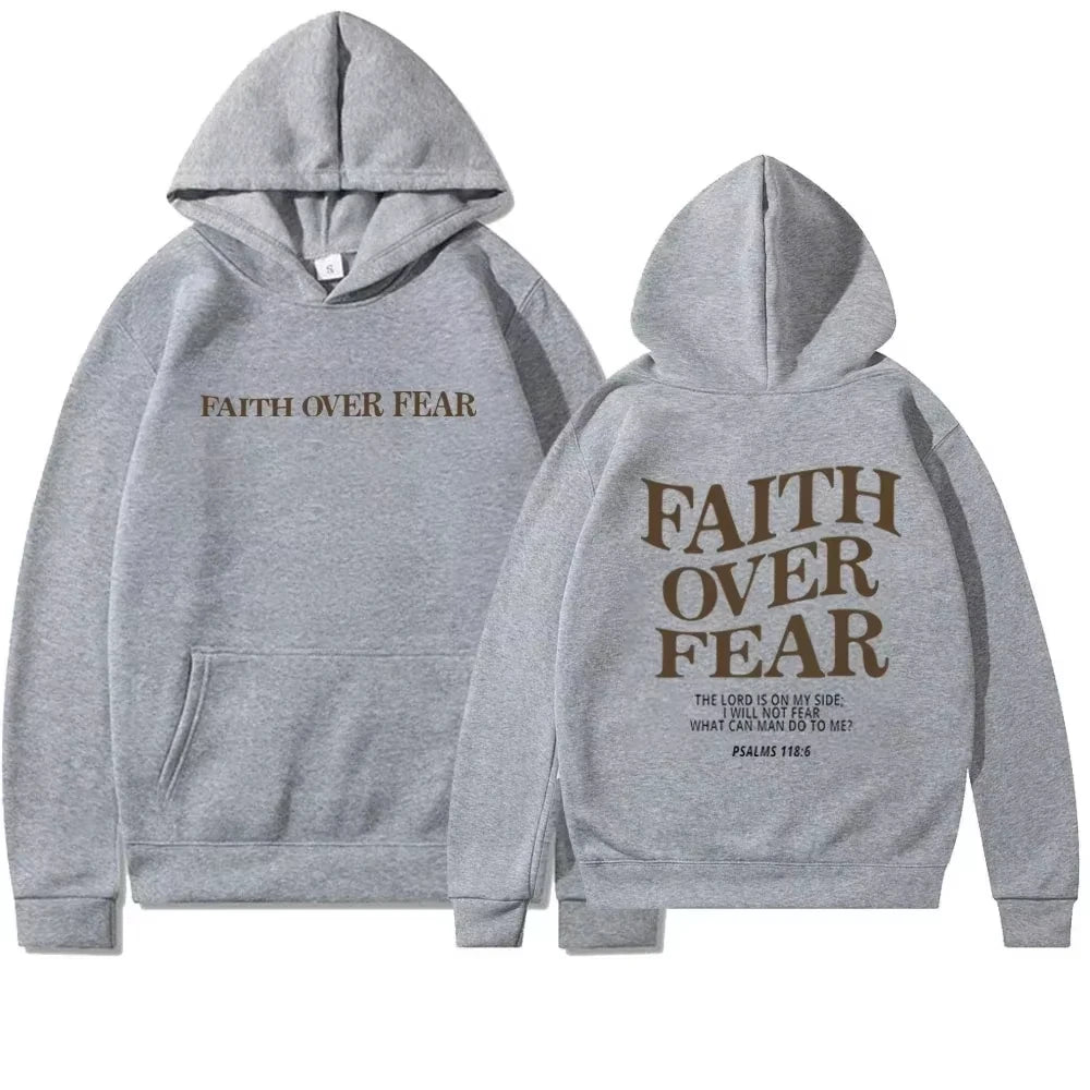 Faith Overcomes Fear - Christian Hooded Sweatshirts Jesus Hoodie Fashion Men Women Hoodies Casual Sweatshirt Harajuku Unisex