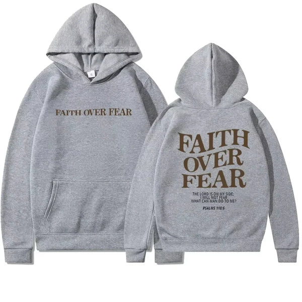 Faith Overcomes Fear - Christian Hooded Sweatshirts Jesus Hoodie Fashion Men Women Hoodies Casual Sweatshirt Harajuku Unisex