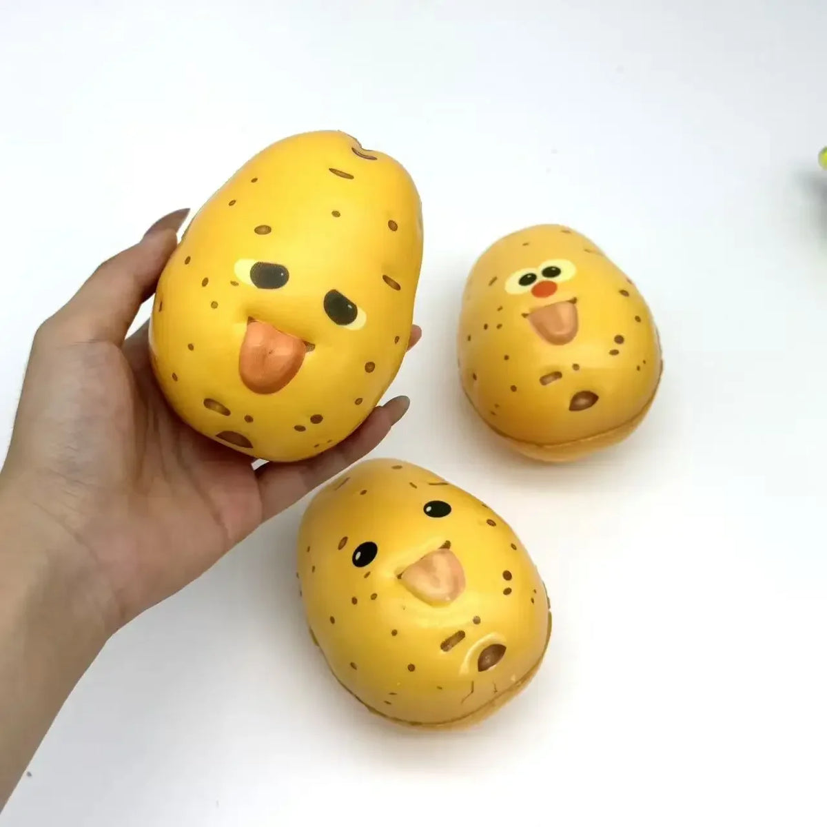 Potato, strawberry and cucumber squishy toys - detail