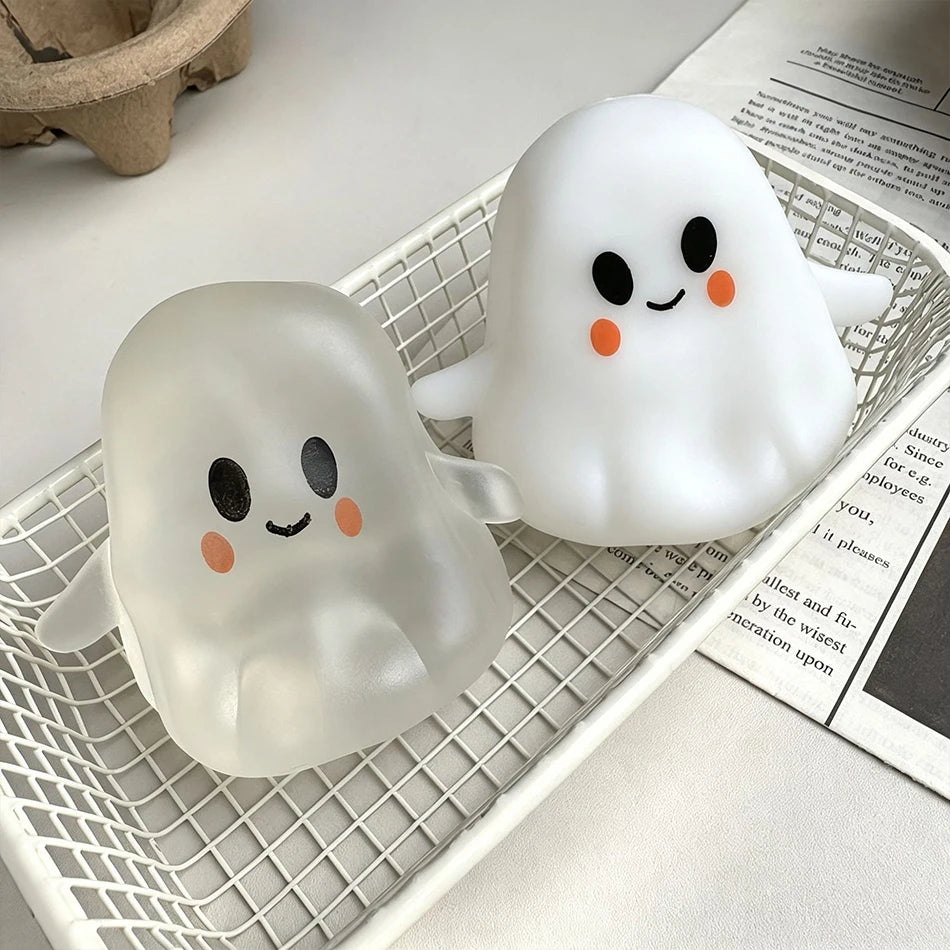 Halloween pumpkin and ghost squishy toy - detail