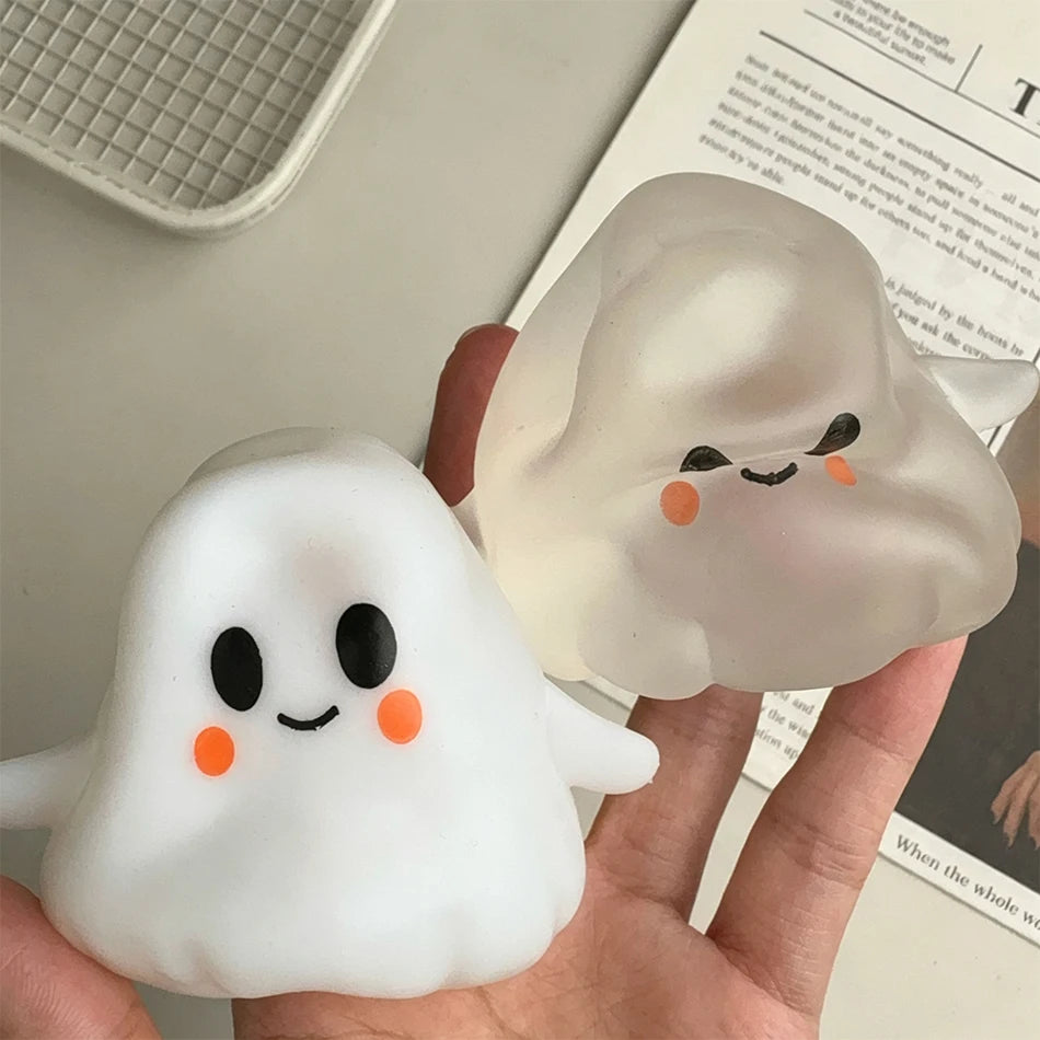 Halloween pumpkin and ghost squishy toy