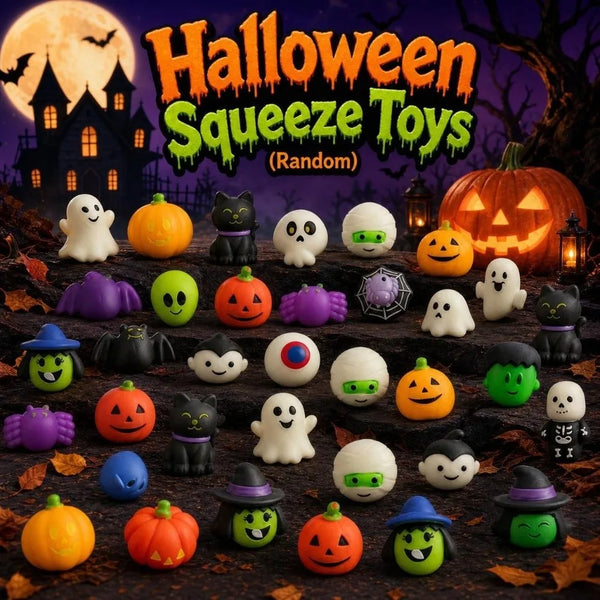 24/36Pcs/Set Surprise Halloween Squeeze Set Mini Random Ghost Squishy Anxiety Relief Funny TPR Fidget Set Party Favor